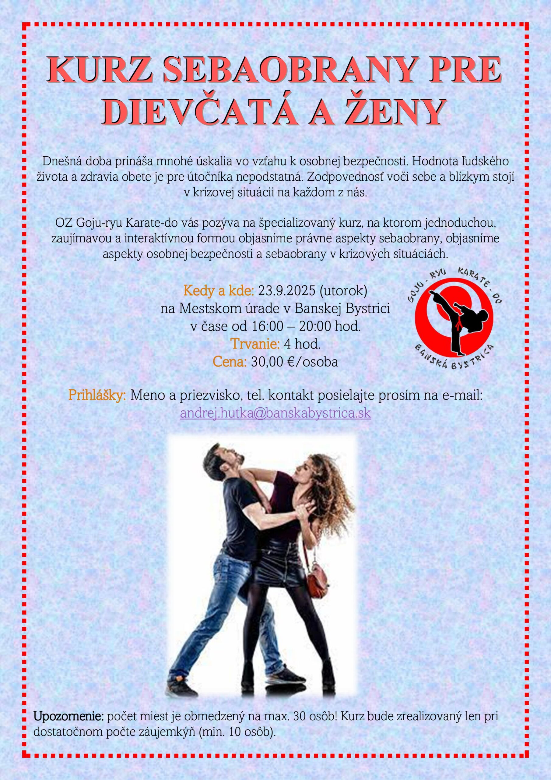 Kurz sebaobrany pre ženy a dievčatá – 23. 9. 2025